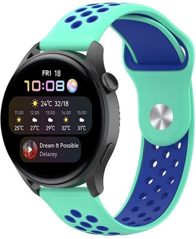By Qubix - Geschikt voor Garmin bandje - Geschikt voor Garmin Vivoactive 4 / 4L - Sport Edition Siliconen band - Mintgroen + blauw - Smartwatch bandje 22mm