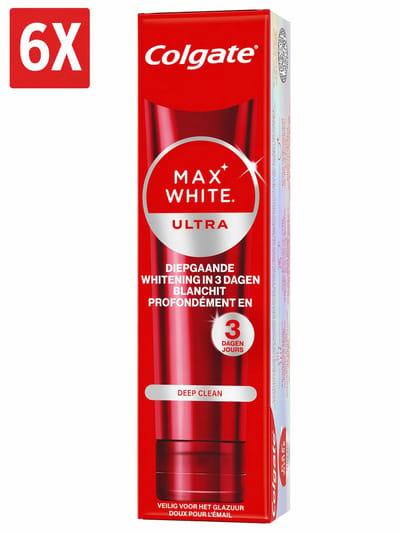 6 x Colgate Max White Ultra Deep Clean Whitening Tandpasta 75ml
