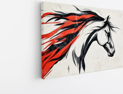Saammp Canvas Schilderij - Paard - Abstract - Dieren - Natuur - 45x30 - Foto op canvas - Wanddecoratie - muurdecoratie Woonkamer - Slaapkamer decoratie - Canvas Print