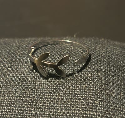 Zilverkleurige No-Fade Waterproof Minimalistische Olijftak Ring - 316L RVS