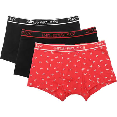 Emporio Armani Letter Logo Jacquard Trim Boxer Briefs 3-Pack Heren ondergoed 111357-3R717-24221 L black