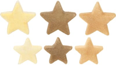 Decoratieve sterren flocked scatter decoratie geelbruin Ø4/5cm 40 stuk