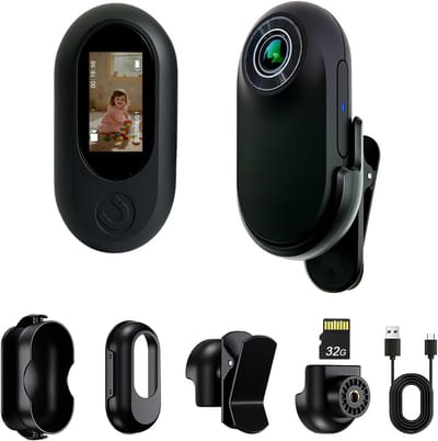 Mini Body Cam – Duimgroot – Audio & Video – Handsfree – Draagbare Vlogcamera voor Wandelen, Vissen & Reizen (Zwart) - 32G