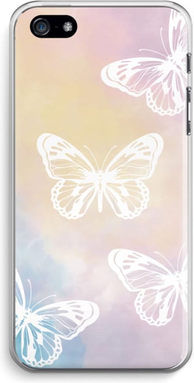 Case Company® - Hoesje geschikt voor iPhone 5 / 5S / SE (2016) hoesje - White butterfly - Soft Cover Telefoonhoesje - Bescherming aan alle Kanten en Schermrand