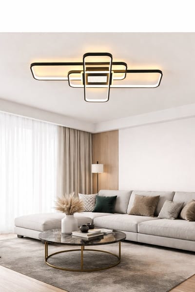 Norvia Zwarte Plafonlamp - LED Plafonniere - Modern Design Dimbaar Met App En Afstandsbediening - 3000 - 6500K - 56 watt