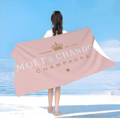 Frans Champagnemerk Moet & Chandon Grote Microvezel Strandlakens Sneldrogende Handdoeken Zwembad Handdoek Voor Reizen Zwembad Yoga W86*H163(CM)