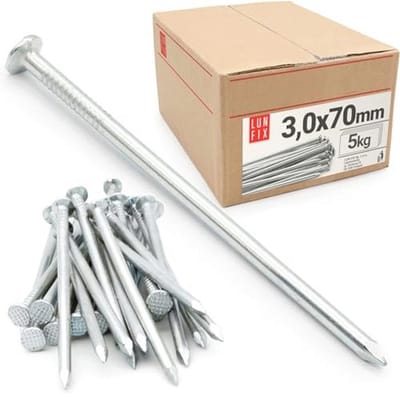 Stalen spijkers 3,0 x 70 mm - 5 kg - verzinkt, met verzonken kop voor houtbouw en doe-het-zelfprojecten