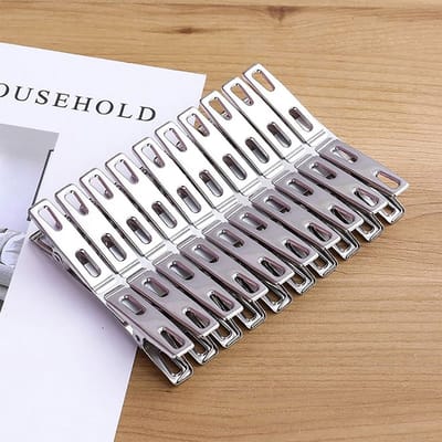Dailygoods- Kledingpinnen 20 Stuks - Roestvrij Staal - Hitte- en Vorstbestendig - Duurzaam - Sterk Draagvermogen - 4.8cm x 1cm x 2cm - Wasknijpers