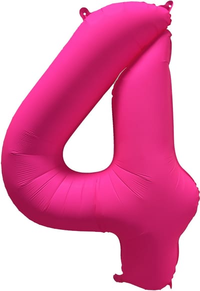 Folieballon cijfer 4 - Neon Roze - 86 cm