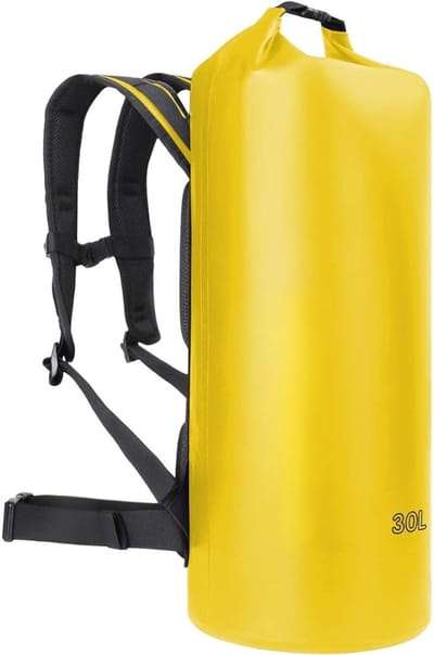 Famanu – Dry Bags voor Kajakken Waterdichte 2L/5L/10L/15L/20L - Kleine Dry Bag Waterdichte Drijvende - Dry Sack Waterdichte Tas voor Paddleboarding Reizen - Geel - 30L - Canvas & strand draagtas