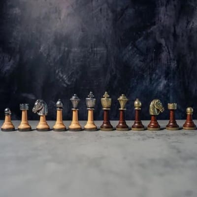 Schaakset - Stukken set - Strategisch spel - Handgemaakt Toscane - 75 cm koning - Metaal hout