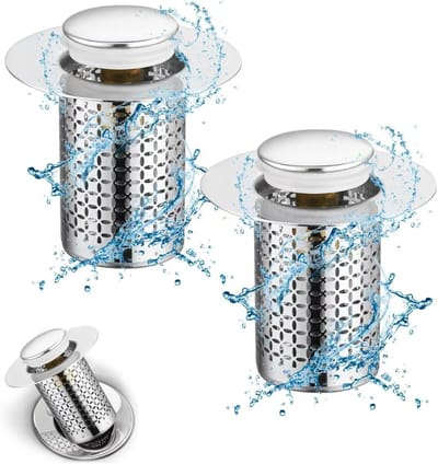 Pop Up Drain Strainer - Afvoerstop Douche - Keuken Badkamer - Anti-verstoppingsfilter - Standaard Maat - Zilverkleurig