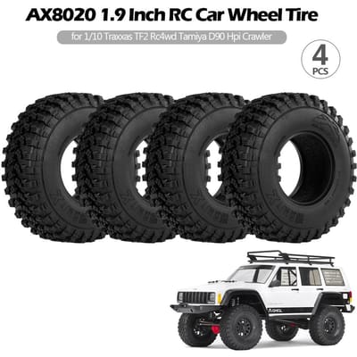 Pneu de roue de voiture RC AX8020, 1.9 pouces, 4 pièces, pour Traxxas TF2 Redcat Rc4wd 1/10 noir