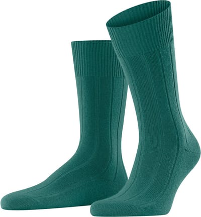 FALKE Lhasa Rib eenkleurig wol kasjmier sokken heren groen - maat 39-42
