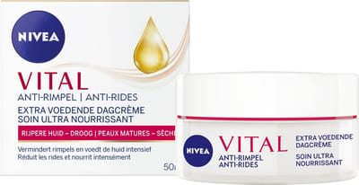 NIVEA VITAL Anti-Rimpel Extra Voedende Dagcrème voor vrouwen SPF 15 - Moisturizer - Rijpe en droge huid - Arganolie - 50 ml