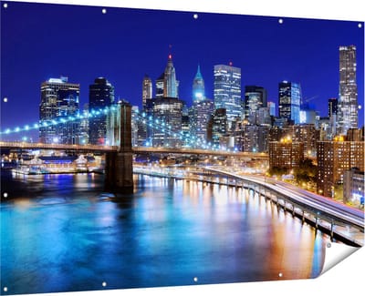 Gards Tuinposter Skyline New York in het Centrum - 180x120 cm - Tuindoek - Tuindecoratie - Wanddecoratie buiten - Tuinschilderij