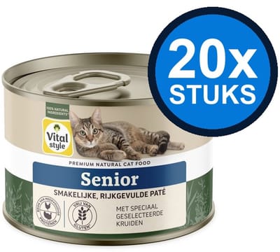 20x VITALstyle Senior - Kattenvoer Natvoer Blik - 200g