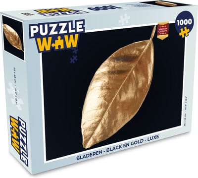 Puzzel Bladeren - Black en gold - Luxe - Natuur - Planten - Legpuzzel - Puzzel 1000 stukjes volwassenen