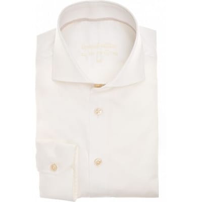 Ledûb Overhemd Slim Special Edition Cotton Non-Iron Antiekwit-Zand / male