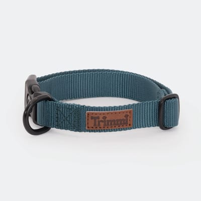 Nylon halsband petrol - maat M - halsband hond - honden halsband - halsband - hondenhalsband met naam - halsbanden, riemen & tuigen - halsband puppy - halsbanden - hond - hondenhalsband middelgrote hond - Trimmi