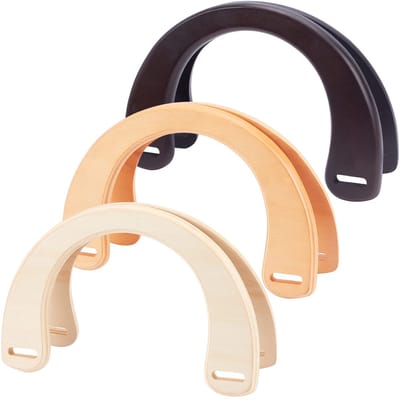 PandaHall Set van 6 U-vormige tasgrepen, 3 kleuren van hout, decoratieve handtasgrepen, handtasgrepen, vervangende handgrepen voor handgemaakte tassen, dode clutch tas, tassen