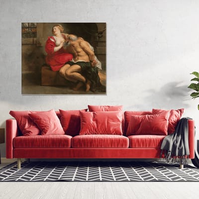 Wanddecoratie / Schilderij / Poster / Doek / Schilderstuk / Muurdecoratie / Fotokunst / Tafereel Cimon en Pero - Peter Paul Rubens gedrukt op Geborsteld aluminium