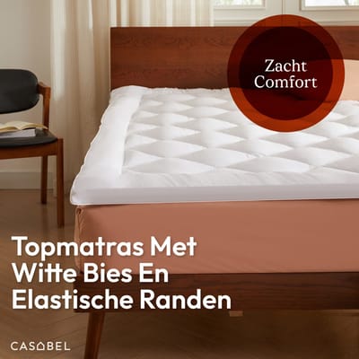 CASABEL Zachte Matras Topper 160 x 200 cm van ademende microvezel met witte bies