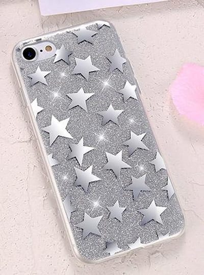 Hoesje geschikt voor Apple iPhone 6 / 6s - Glitters Hoesje Bling Bling Zilver