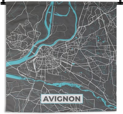 Wandkleed - Wanddoek - Avignon - Frankrijk - Stadskaart - Kaart - Plattegrond - 180x180 cm - Wandtapijt