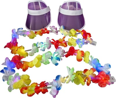 Toppers 2026 Tropicana set - 2x led Hawaii slinger - 2x Tropicana zonneklep - paars