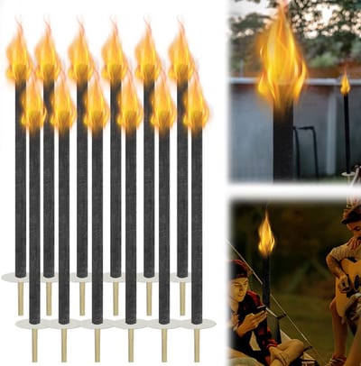 Waxfakkels voor buiten - 25 stuks met lange handgreep en 100 minuten brandtijd