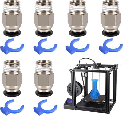 ByShane - 6 stuks pneumatische connectoren en snelverbinders voor 3D-printers met blauwe borgring