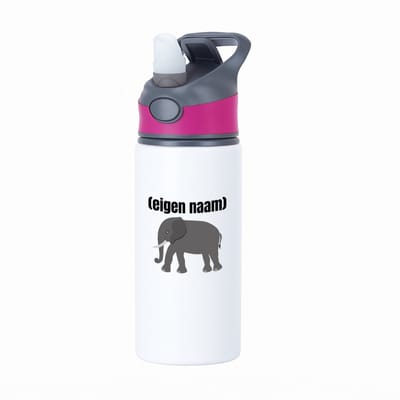 Hacebo® - olifant met eigen naam waterfles met rietje roze - Olifant - olifanten liefhebbers - iemand die houdt van olifanten - verjaardag - cadeau - kado - water fles - 650ML