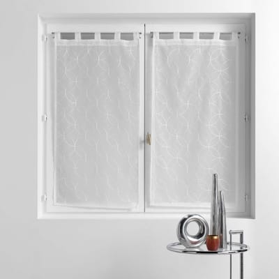 Dailygoods- Gordijnen met Lussen - 2 Stuks - 60 x 90 cm - Geborduurd - Verduisterend - Wit - Gezandstraald - Raamdecoratie