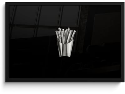 Poster in lijst - Fotolijst 60x40 cm - Posters - Frietjes - Futuristisch - Zilver - Posterlijst zwart - Decoratie - Wanddecoratie woonkamer - Muurdecoratie slaapkamer