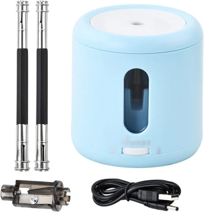 Elektrische Puntenslijper met 2 Puntenslijper Extensions, AA Batterijen en USB Voeding, Automatische Uitschakeling voor Potloden 6-8 mm, Ideaal voor School, Kantoor en Thuisgebruik