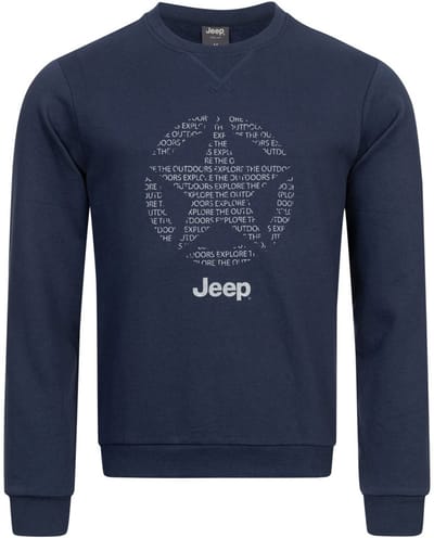 Jeep heren sweatshirt met ronde hals Star geheel blauw - S