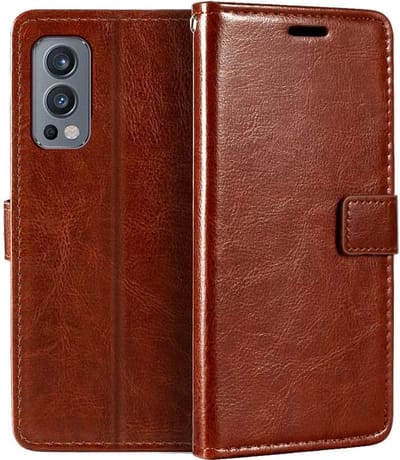 LuxeBass Boekhoesje geschikt voor OnePlus Nord 2 5G - Bruin - telefoonhoes - gsm hoes - telefoonhoesjes