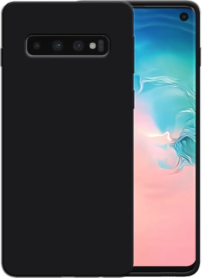 Smartphonica Siliconen hoesje voor Samsung Galaxy S10 Plus case met zachte binnenkant - Zwart geschikt voor Samsung Galaxy S10 Plus