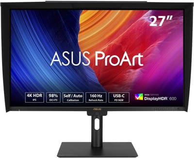 ASUS ProArt Display PA27UCGE - 4K UHD IPS Grafisch Designer Monitor - Delta E < 1 kleurnauwkeurigheid - Ingebouwde colorimeter - USB-C 96w - 160Hz, 27 Inch
