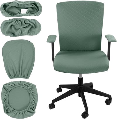 SnelShoppen - 4 Stuks Elastische Bureaustoel Hoesjes - Olijfgroen - Universele Rekbare Zitbekleding voor Draaistoelen - Bescherming voor Bureau Armleu
