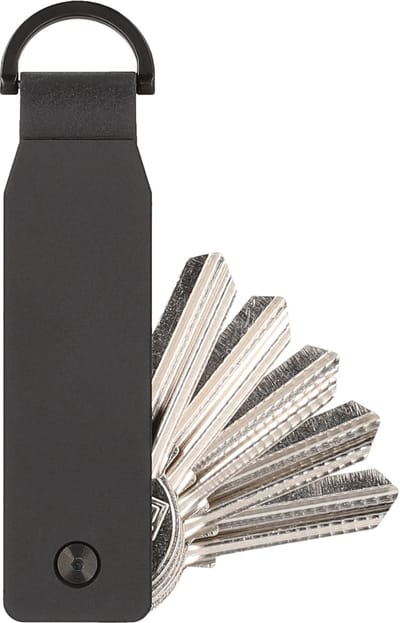 Valenta Key Organizer Aluminium Zwart – Robuuste Sleutelhouder voor Maximaal dunne 6 Sleutels – Inclusief D-ring voor Autosleutel, Bevestigingsclip en Minischroevendraaier – Voorkom Bungelende Sleutels