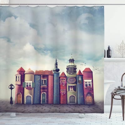 ABAKUHAUS Fantasie douchegordijn – badkamer – 175x240 cm – rood/blauw