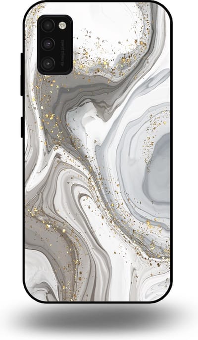 Smartphonica Telefoonhoesje geschikt voor Samsung Galaxy A41 met marmer opdruk - TPU backcover case marble design - Zilver geschikt voor Samsung Galaxy A41