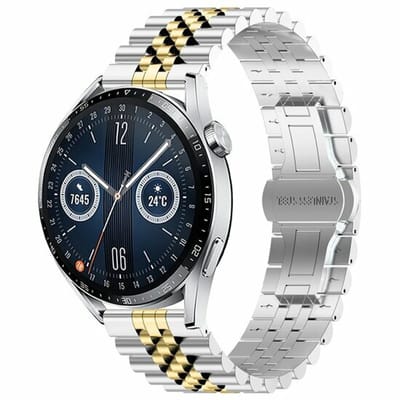 By Qubix - Stalen band - Zilver / goud - geschikt voor Huawei Watch 5 - 46mm