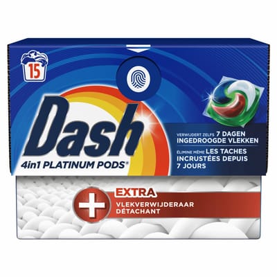 Dash Wasmiddelcapsules 4in1 Platinum Pods +Extra Vlekkenverwijderaar - 4 x 15 stuks - Voordeelverpakking
