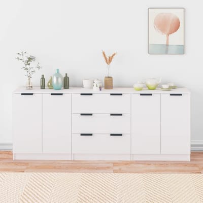 vidaXL - 3-delige - Dressoirs - bewerkt - hout - wit
