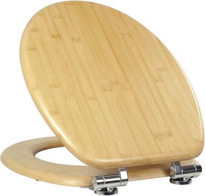 Bamboe Toiletdeksel - Toiletbril WC Deksel - Hygiënisch Werken - Softclose Mechanisme - 43.5 x 37.5 cm - Bamboe