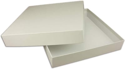 NEUSER PAPIER 5x Vierkante Opberg- en Geschenkdoos in Grijs - 24 x 24 x 4 cm - Opbergdoos met Deksel - Ideaal als Fotobox en Geschenkdoos
