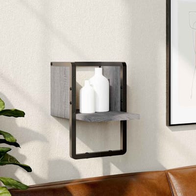 vidaXL - Wandschap - met - stang - 20x25x30 - cm - grijs - sonoma - eikenkleurig